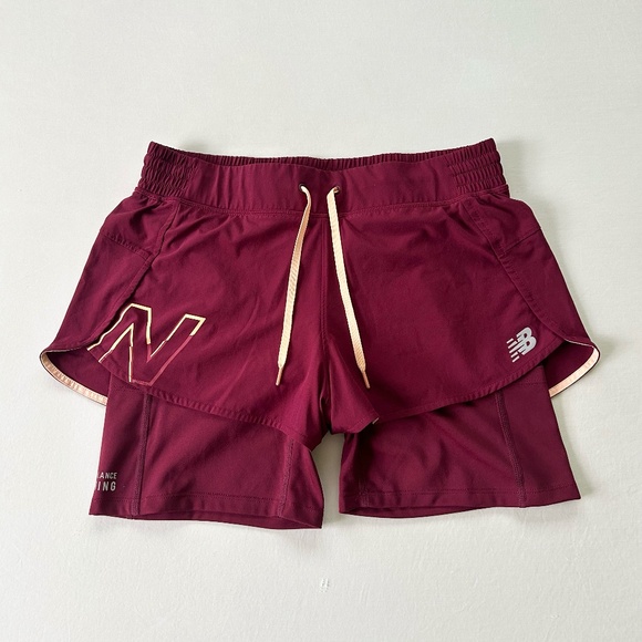 New Balance Pants - New Balance 2-in-1 Burgundy Running Shorts - NEW w/o tags